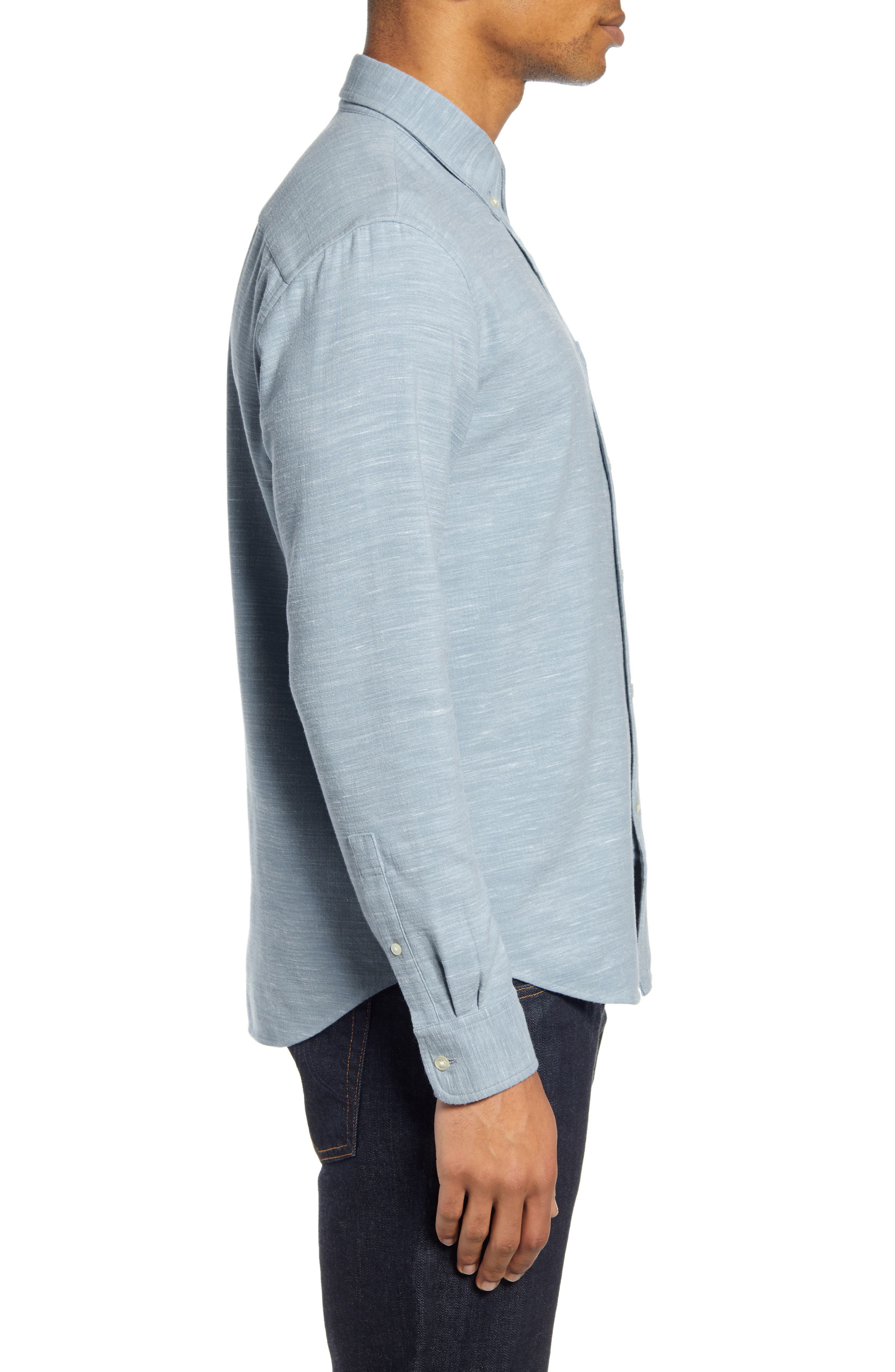 Club Monaco Slim Fit Mélange Flannel Button-Down Shirt (Men) | Nordstrom