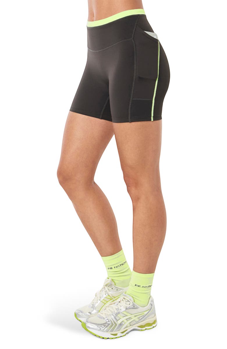 P.E Nation Rapid Bike Shorts, Alternate, color, Caviar/ Washed Lime