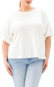 Karen Kane Cuffed Sleeve Rib T-Shirt
