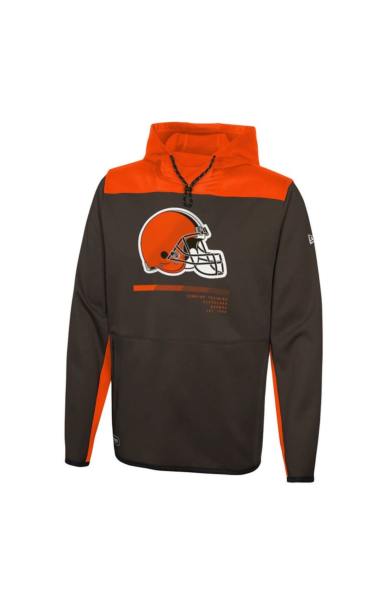 New Era Men's New Era Brown Cleveland Browns Combine Authentic Hard Hitter Pullover Hoodie, Alternate, color, Brown