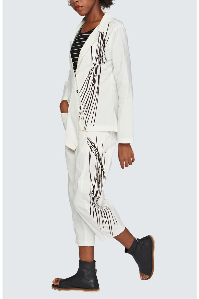 Eli Printed Linen Cotton Blended Pants, Alternate, color, Ecru