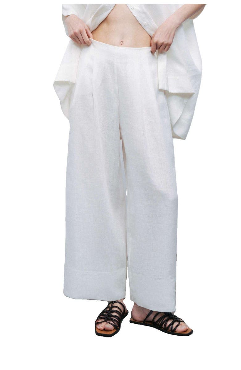 Nocturne Linen Double Leg Pants, Main, color,
