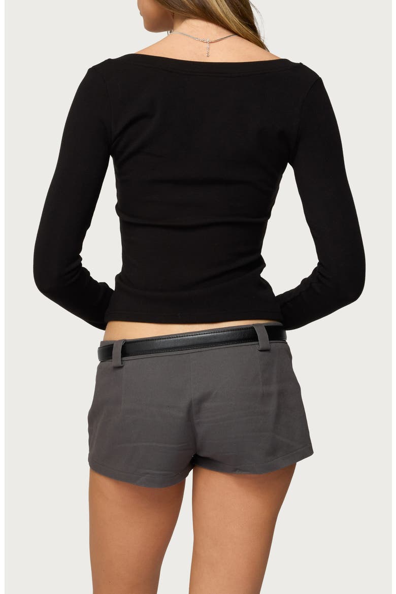 Larna V-Neck Long Sleeve Crop T-Shirt, Alternate, color, BLACK