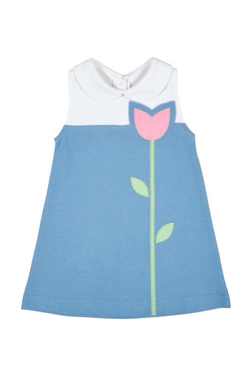 Florence Eiseman Pique Knit Dress With Tulip, Main, color, Blue
