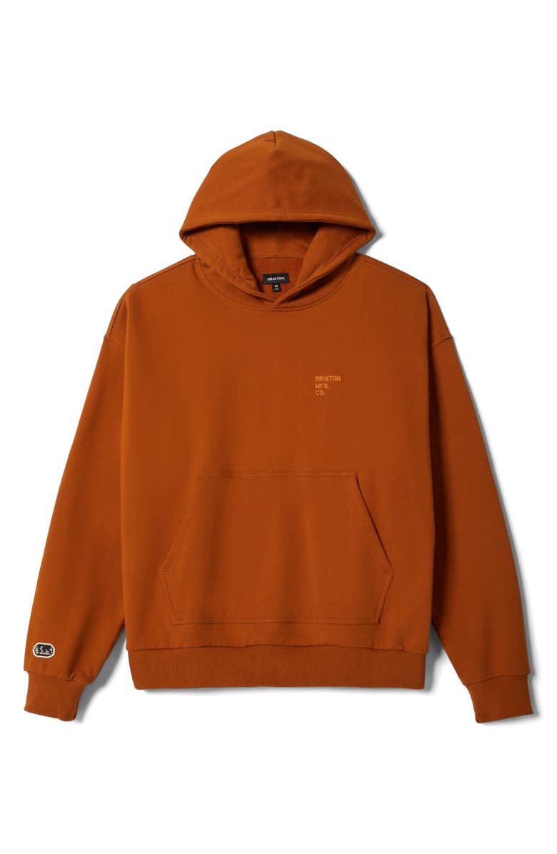 Brixton Oversize Embroidered Logo Heavyweight Hoodie, Alternate, color, Rustic Caramel