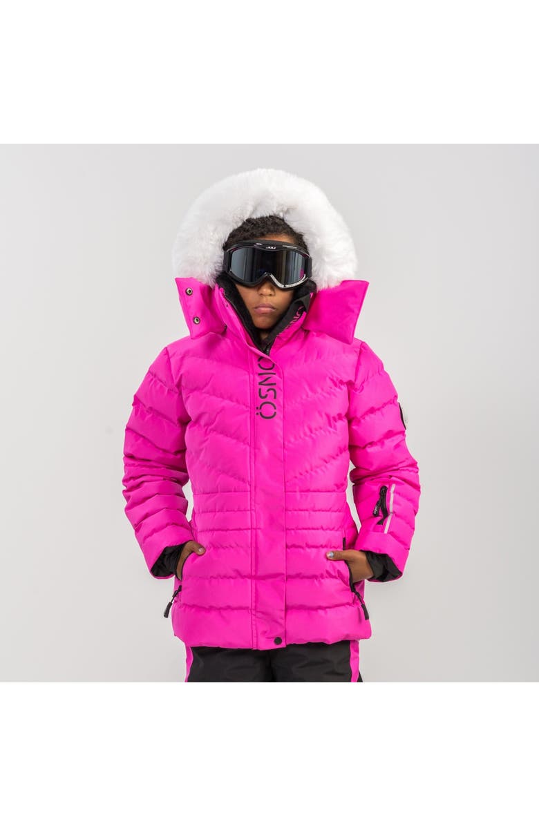 ÖSNO Siena Luxury Snowsuit, Main, color, Fushia With White Fur