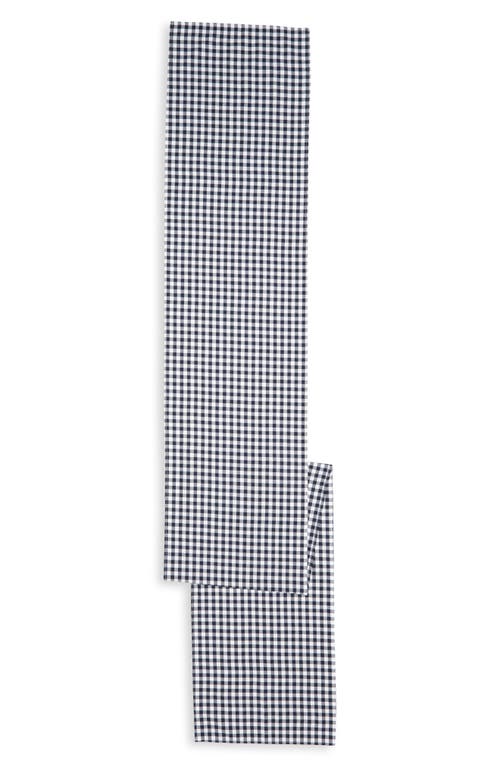 Petite Plume Gingham Table Runner In Navy