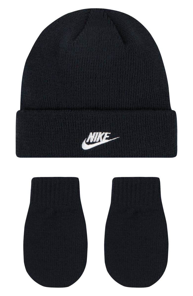 Nike Futura Beanie & Gloves Set, Main, color, Black