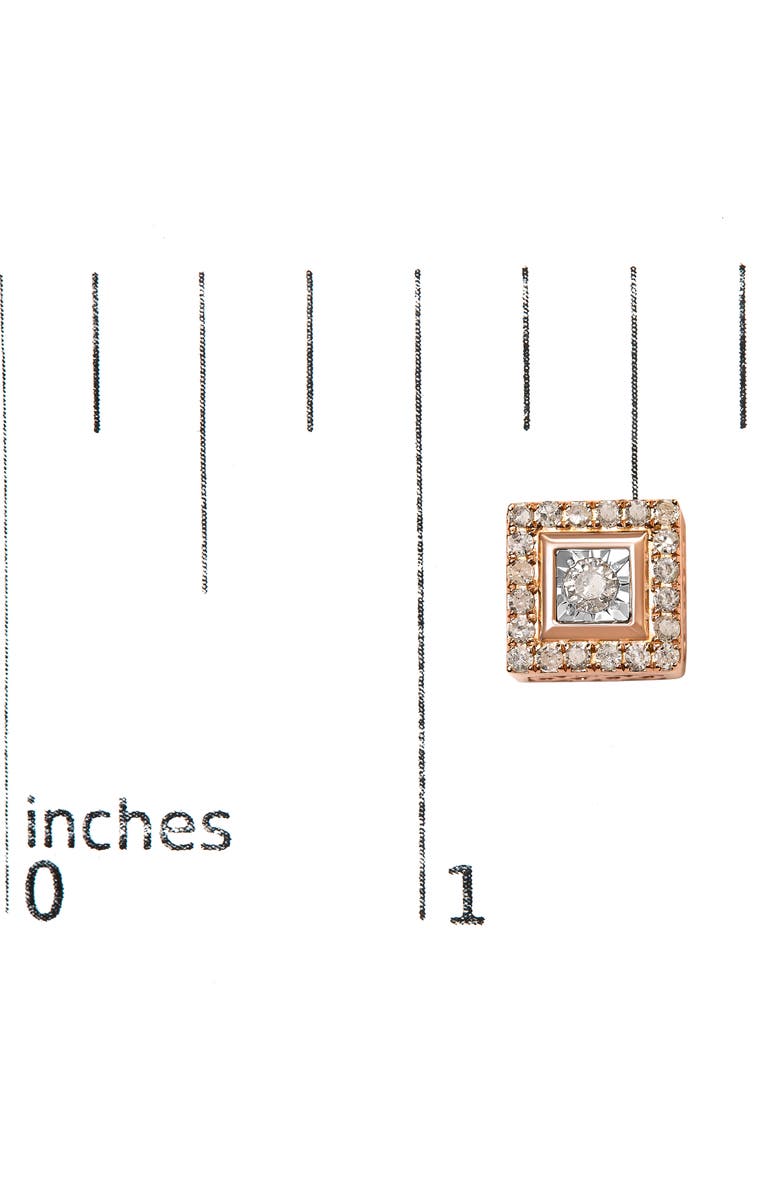 Haus of Brilliance 14K Rose Gold Plated Silver 1/2 Ct Diamond Halo Square-Shaped Frame Stud Earring, Alternate, color, Pink