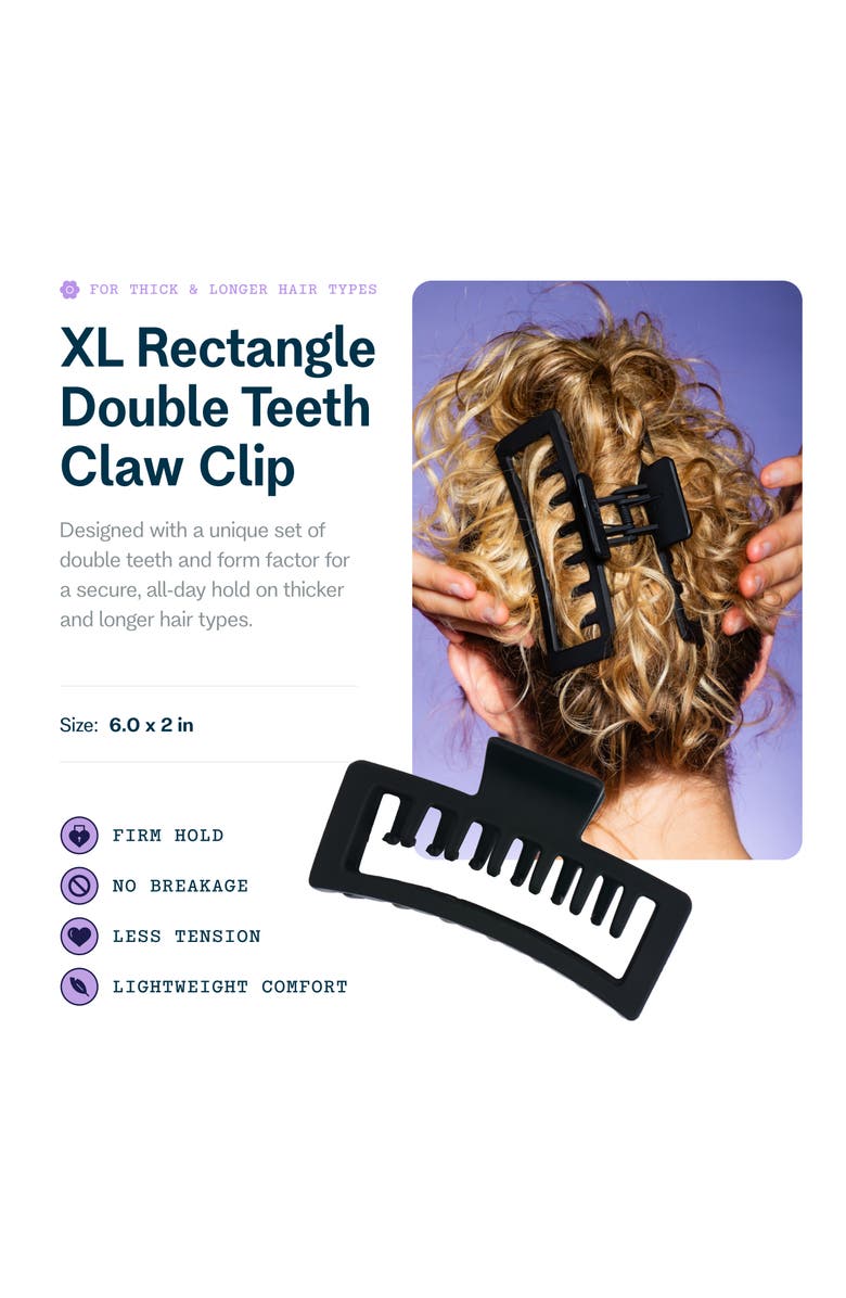 Gimme Beauty XL Rectangle Claw Clip for Thick Hair, Alternate, color, Black
