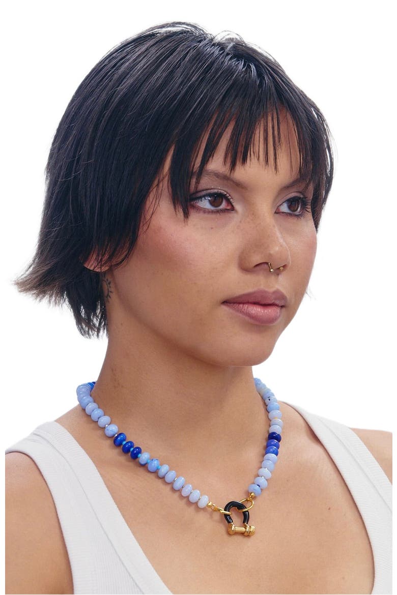 Lucky Gender Inclusive Blue Opal Necklace, Alternate, color, Blue