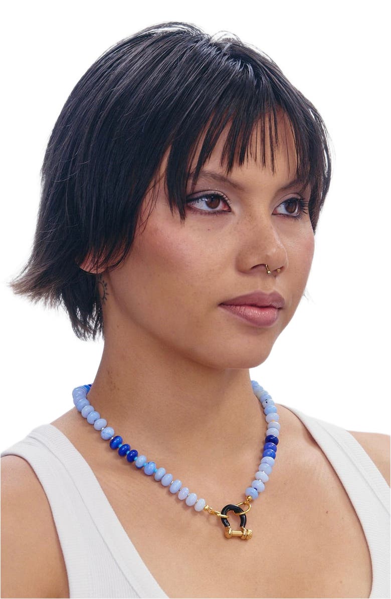 SHOP SPICY DAN Lucky Gender Inclusive Blue Opal Necklace, Alternate, color, Blue