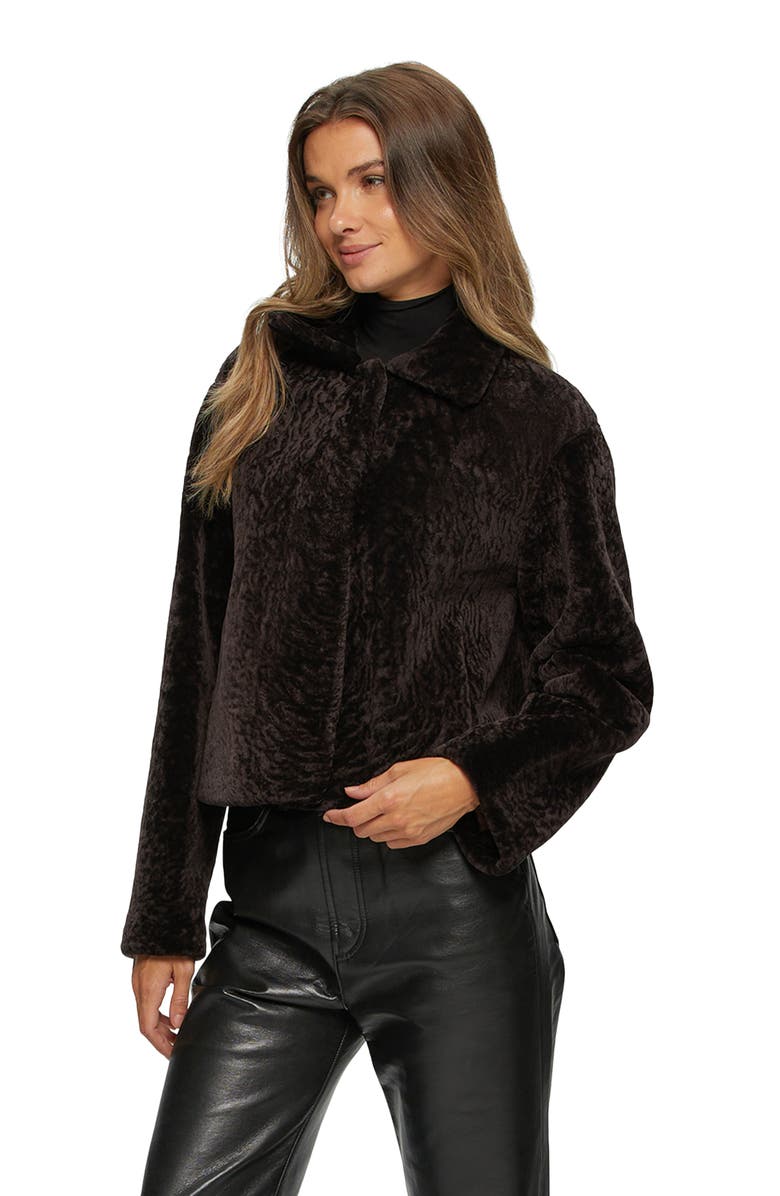 GORSKI Textured Genuine Shearling Short Jacket, Alternate, color, Brown