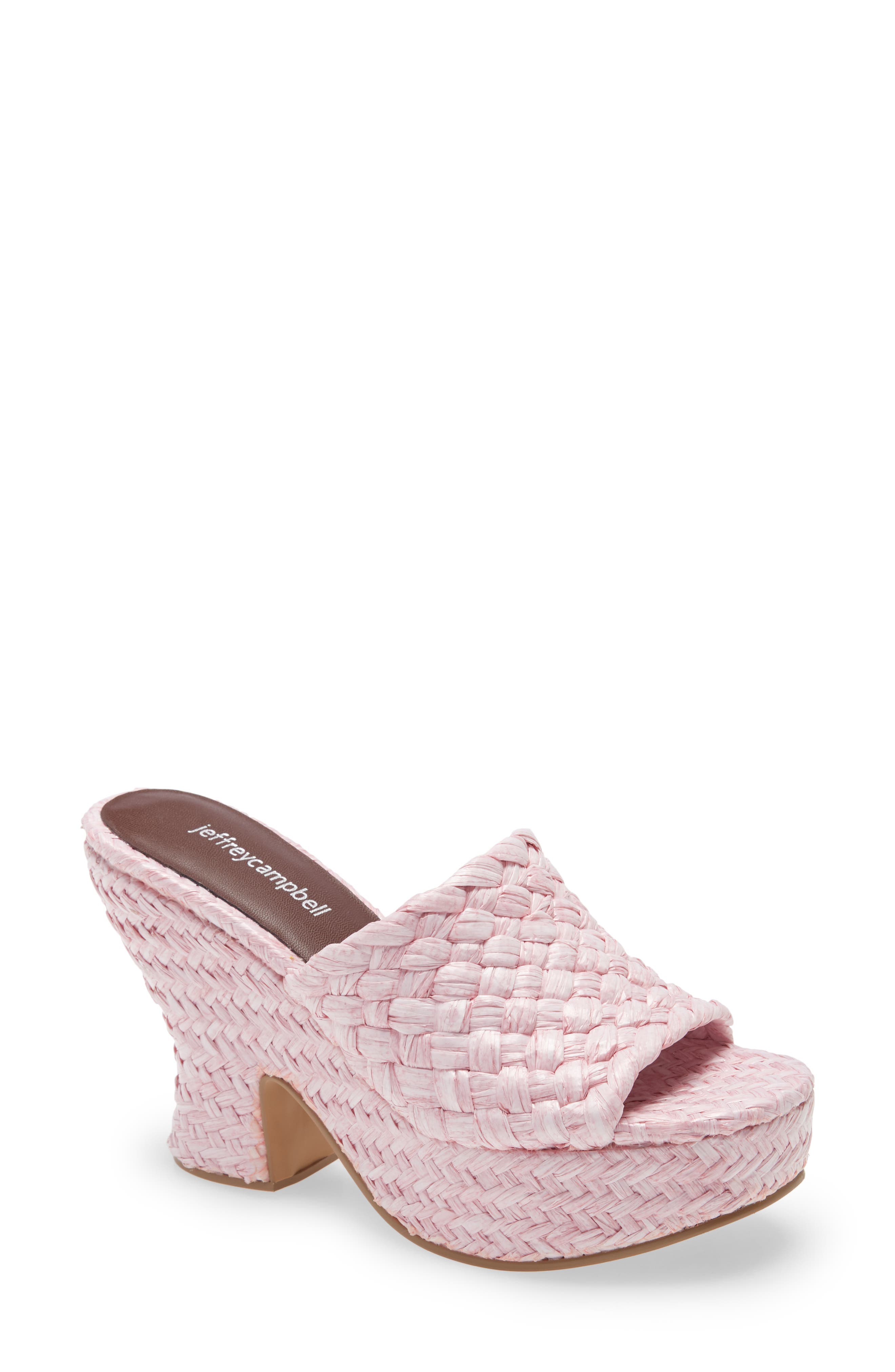 Sulky Slide Sandal, Main, color, PINK RAFFIA