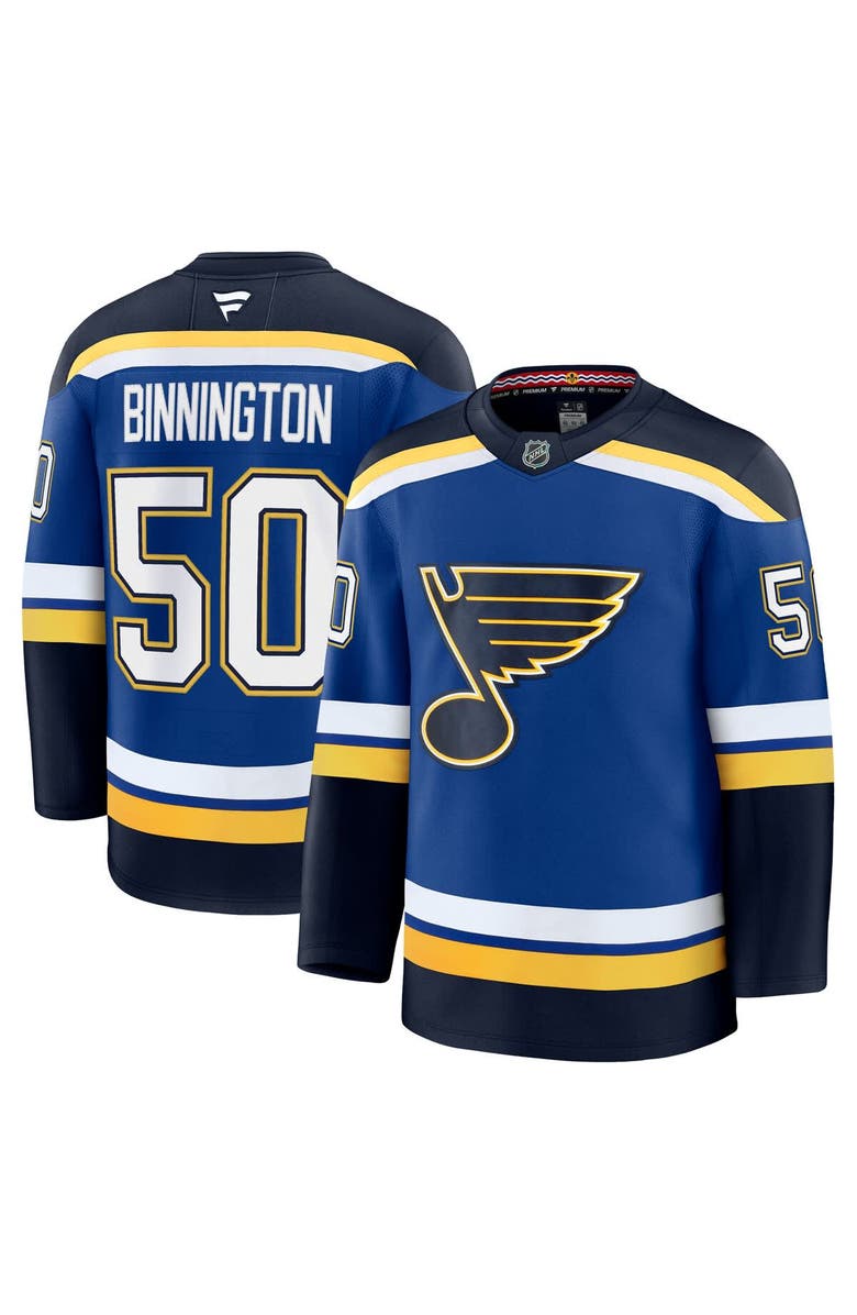 FANATICS Men's Fanatics Jordan Binnington Blue St. Louis Blues Home Premium Jersey, Main, color, 