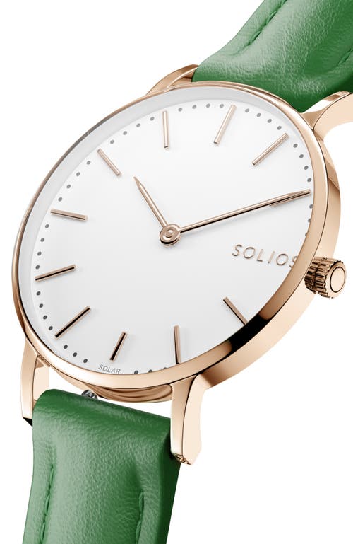 Solios Watches The Solar Classic | White Dial In Green Vegan Leather