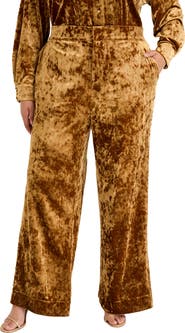 June + Vie Crushed Velvet Wide-Leg Pant