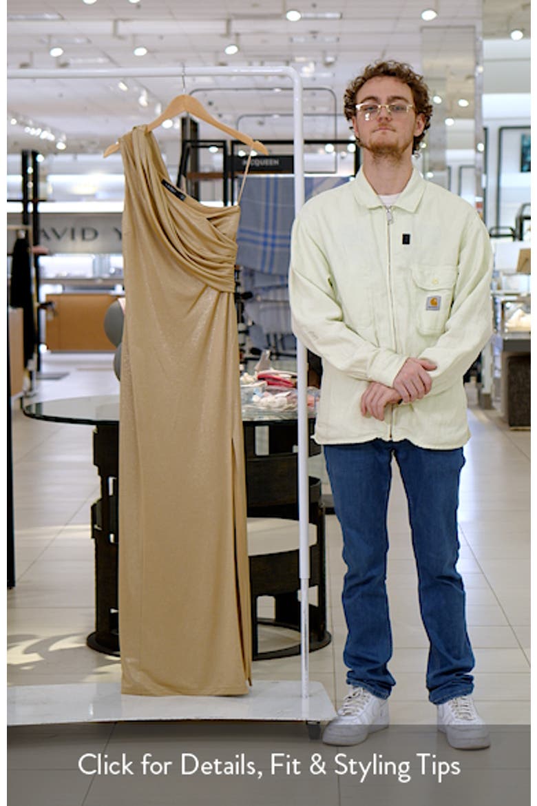 One-Shoulder Metallic Jersey Gown video