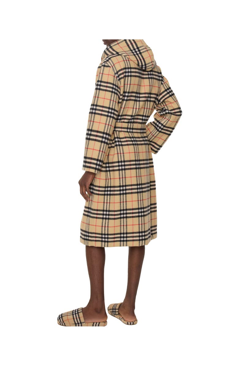 Burberry Check Wool Cashmere Robe, Alternate, color, Sand Beige