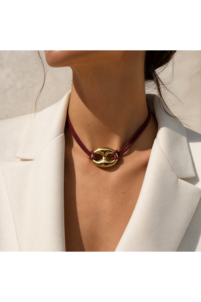 Chunky Mariner Accent Rope Choker, Alternate, color, Burgundy