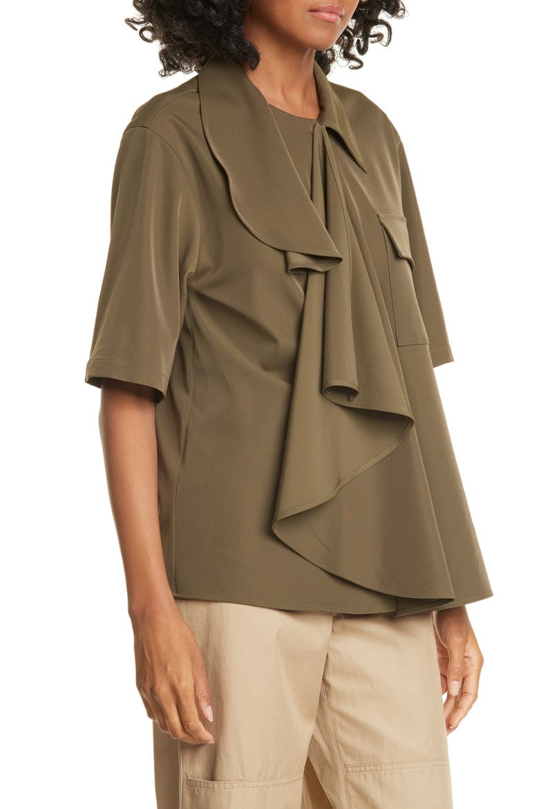 Drape Front Stretch Twill Shirt, Alternate, color, KHAKI