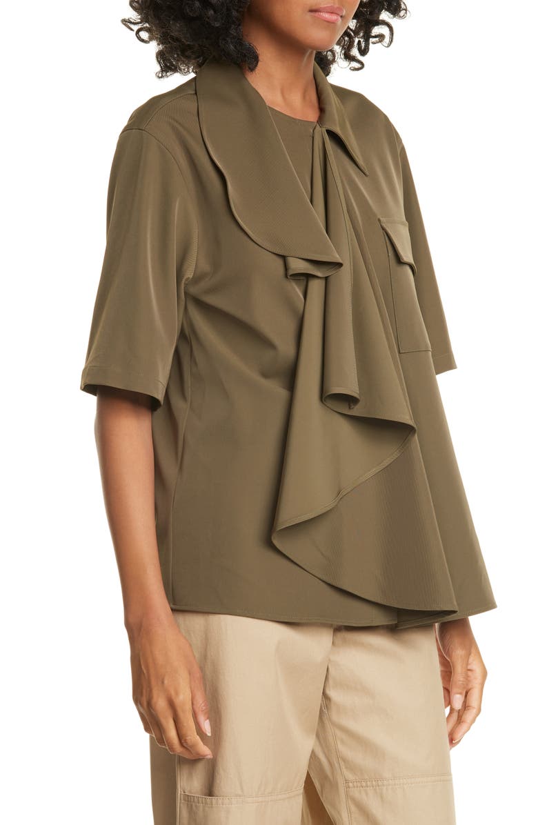 MM6 Maison Margiela Drape Front Stretch Twill Shirt, Alternate, color,