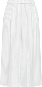 City Chic Belted Pinstripe Wide Leg Pants