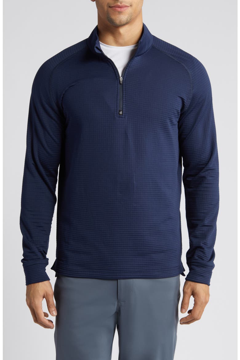 Lukas Quarter Zip Waffle Golf Pullover, Main, color, NAVY