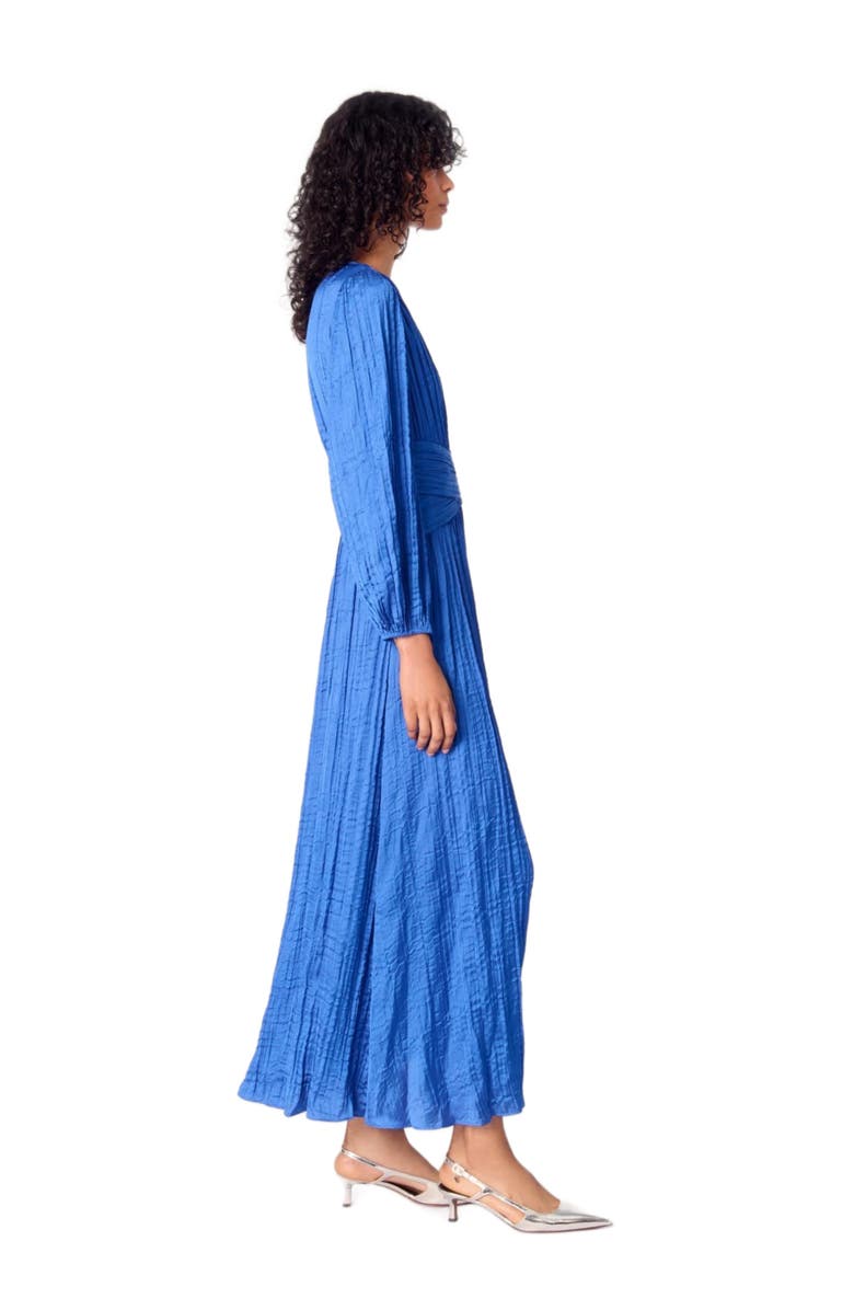 maje Pleated satin maxi dress, Alternate, color, 