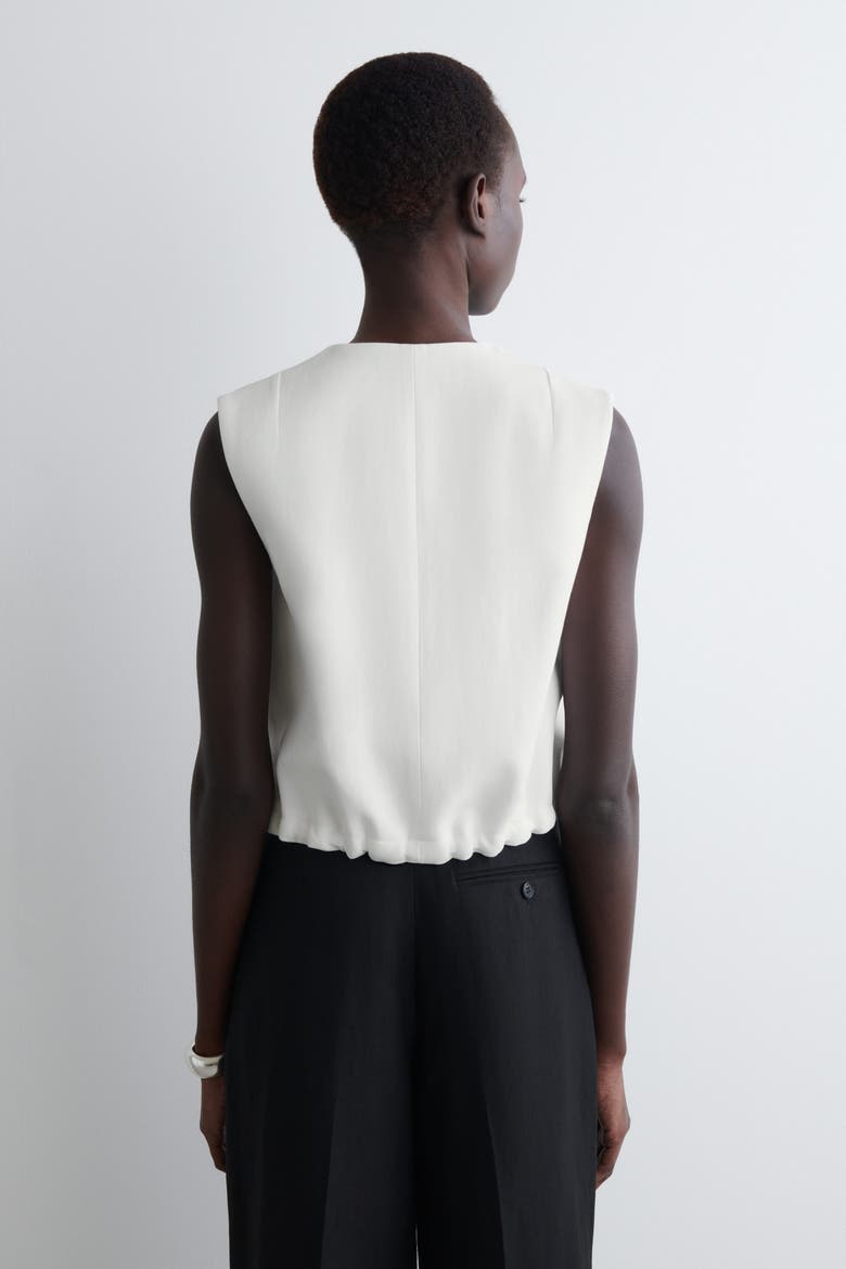 Tie-Detail Linen-Blend Wrap Vest, Alternate, color, WHITE