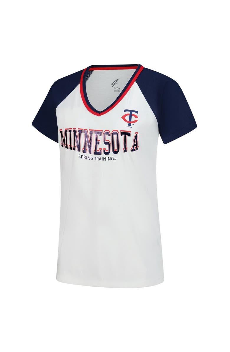G-III 4HER BY CARL BANKS Women's G-III 4Her by Carl Banks White/Navy Minnesota Twins Ball Park Raglan V-Neck T-Shirt, Alternate, color, White
