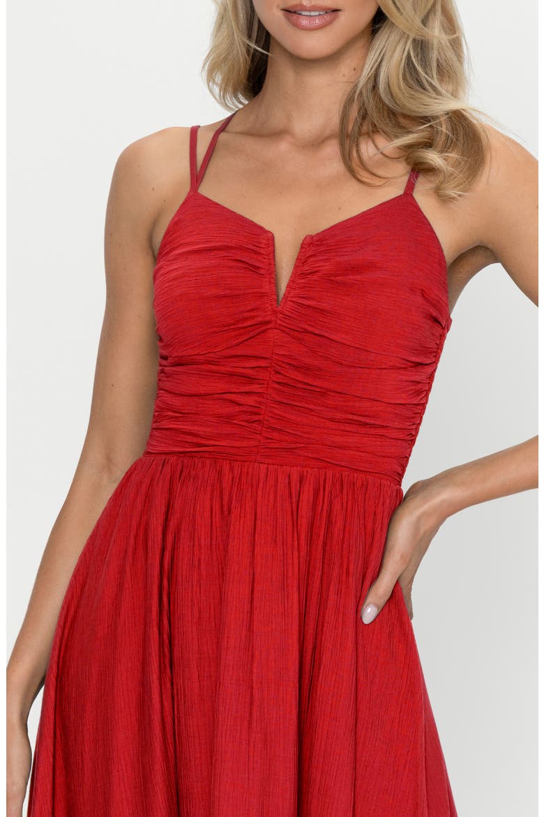 Smocked Strappy Sleeveless Midi Dress, Alternate, color, RED