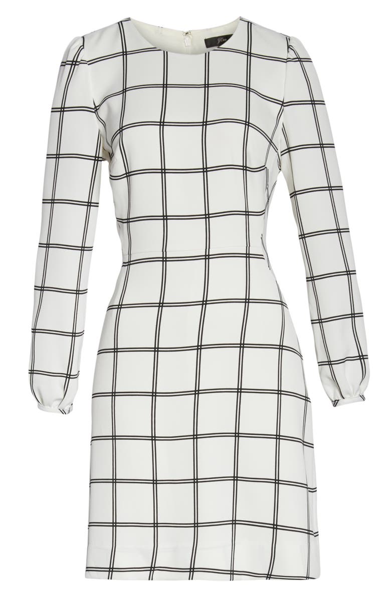 J.Crew Windowpane Check Dress, Alternate, color, Black Metallic