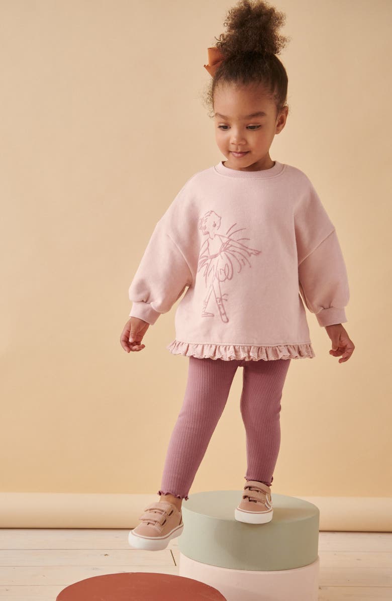 NEXT Kids' Ballet Ruffle Oversize Sweatshirt & Leggings Set, Alternate, color, 