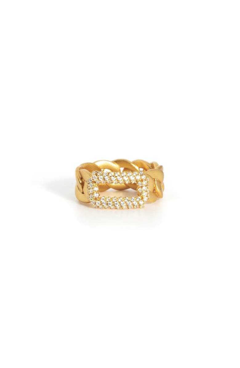 ZARUX Rectangular Cuban Ring, Main, color, Yellow Gold