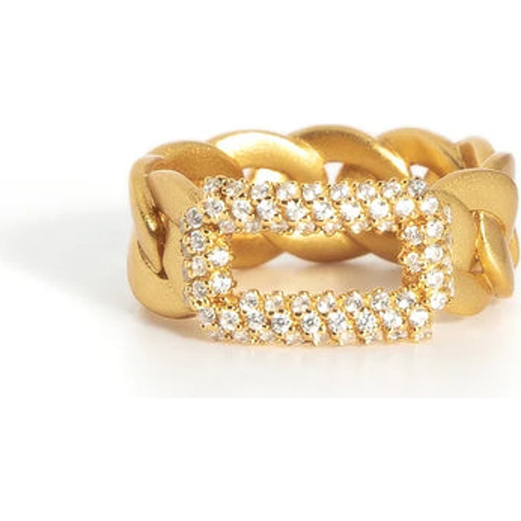 Zarux Rectangular Cuban Ring In Gold