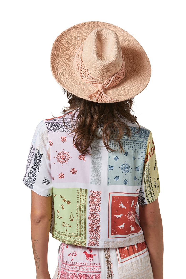 Matteo Macramé Accent Straw Hat, Alternate, color, SOFT PINK