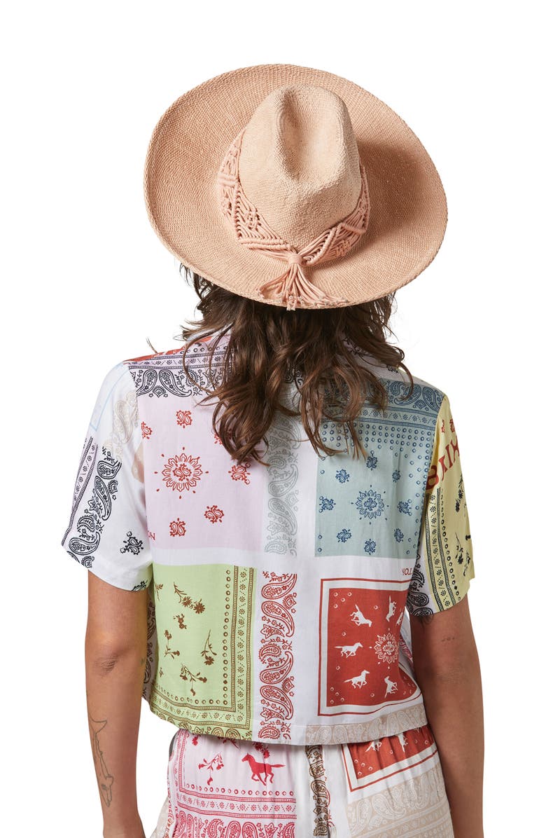 Brixton Matteo Macramé Accent Straw Hat, Alternate, color, Soft Pink