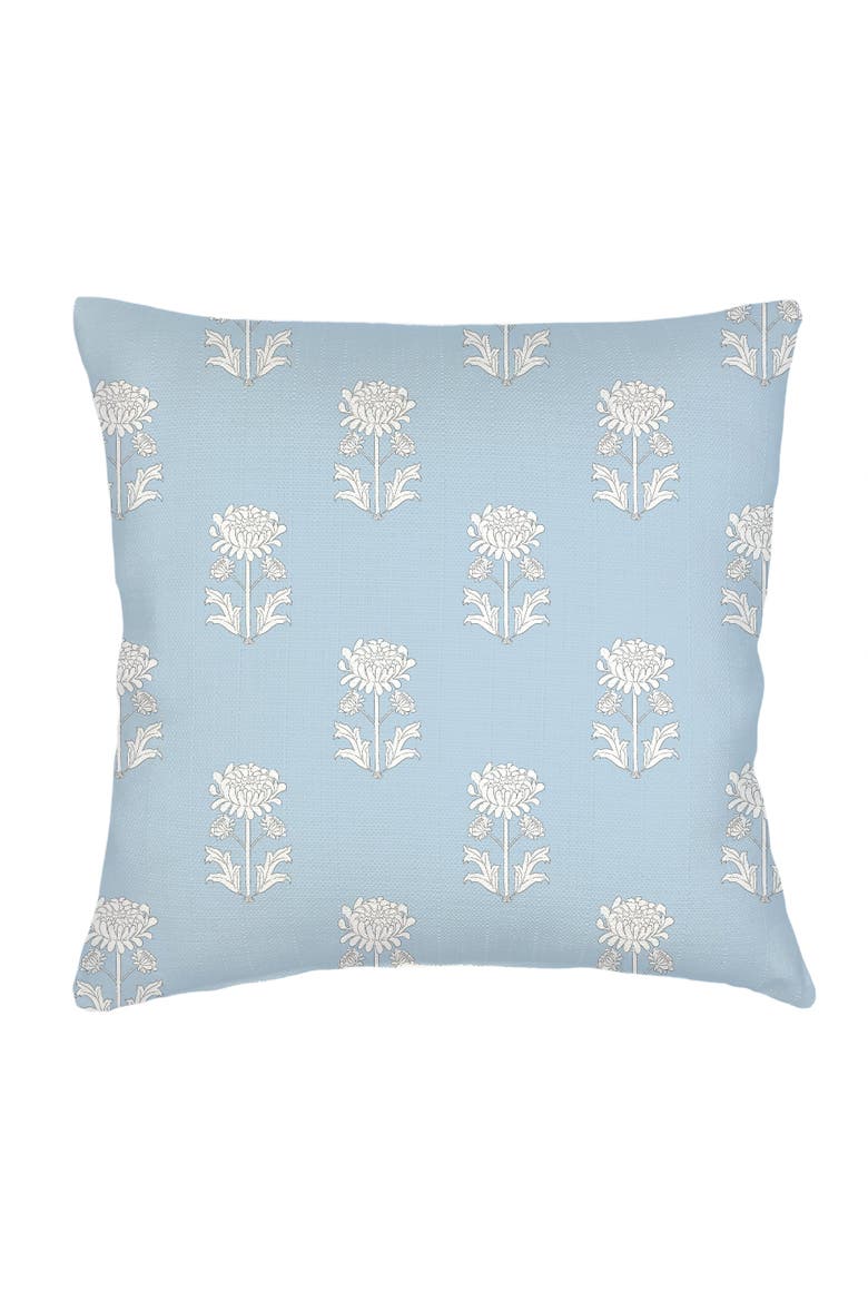 Block Print Linen Pillow with Down Alternative Insert, Alternate, color, Blue