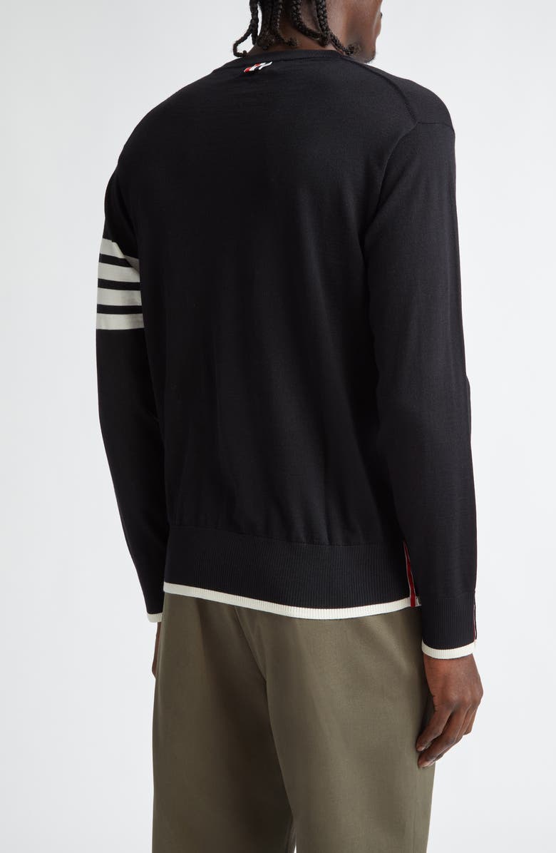 Thom Browne Virgin Wool Crewneck Sweater, Alternate, color, Black