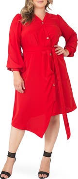 Standards & Practices Asymmetrical Long Sleeve Shirtdress