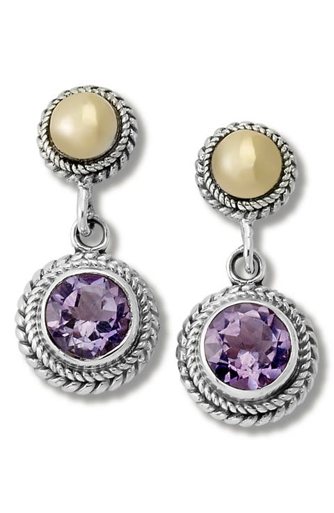 Round Stone Drop Earrings