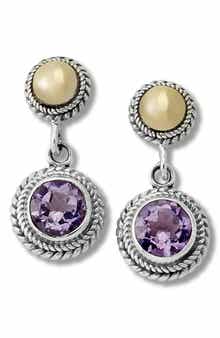 Round Stone Drop Earrings