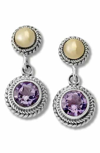 Round Stone Drop Earrings