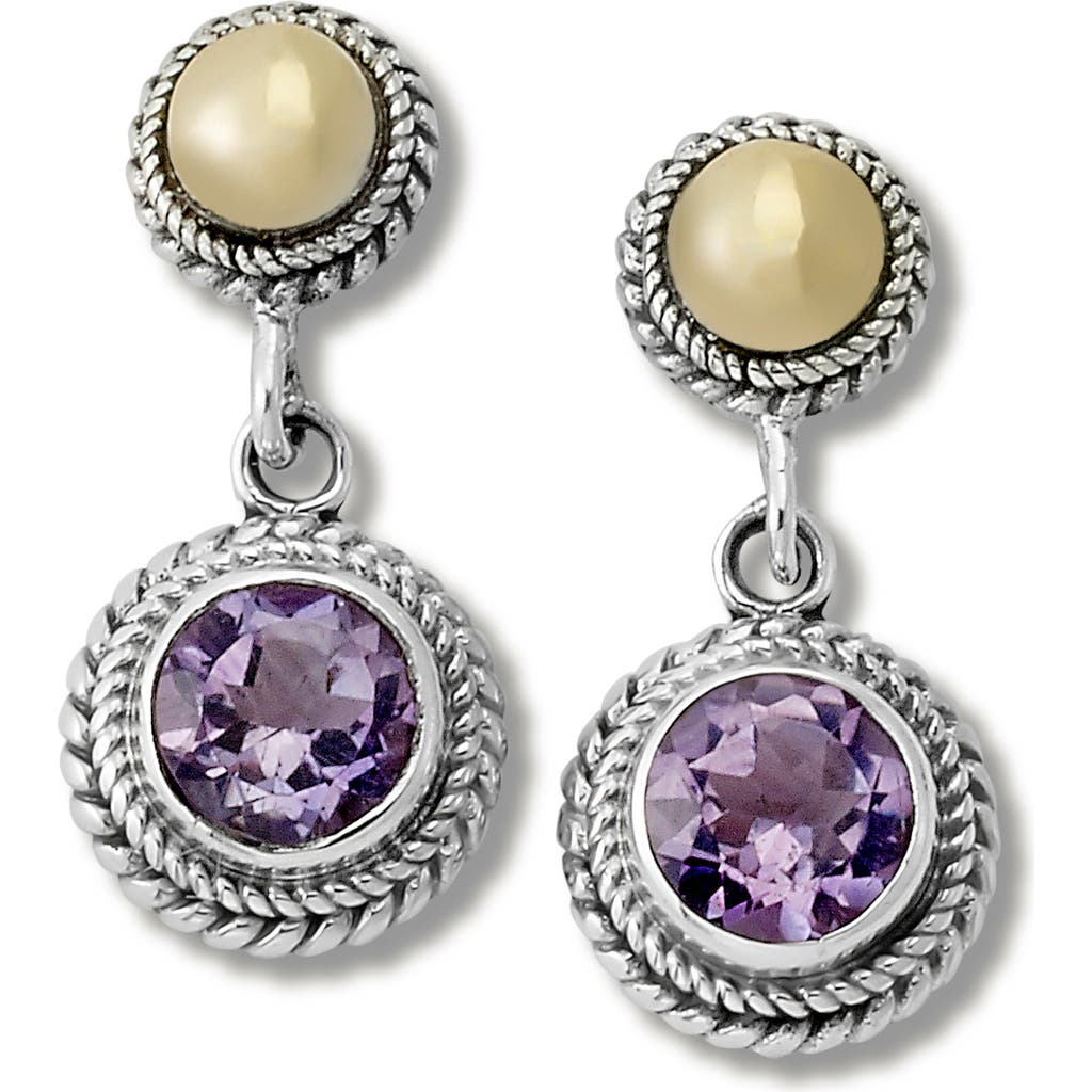 Samuel B. Round Stone Drop Earrings In Purple