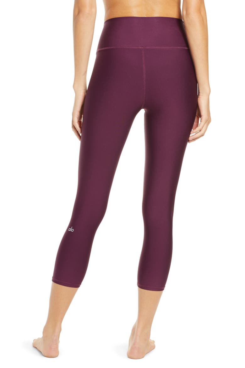 Airlift High Waist Capris, Alternate, color, BLACK PLUM