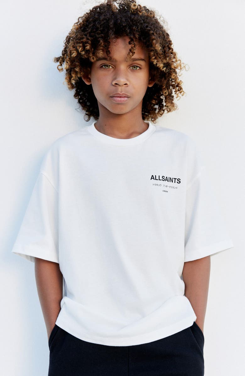 smALLSAINTS by ALLSAINTS Kids' Oversize Underground Logo Graphic T-Shirt, Alternate, color, White