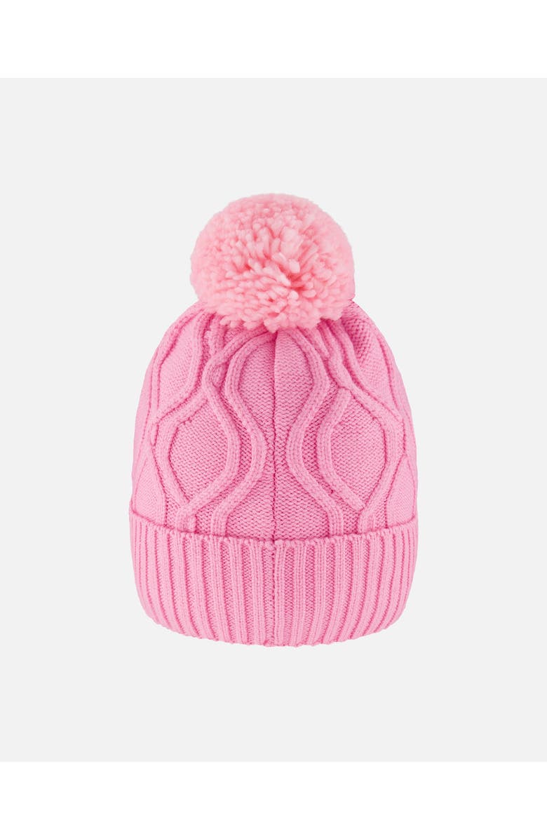 Deux par Deux Lined Knit Pompom Hat, Alternate, color, Pink