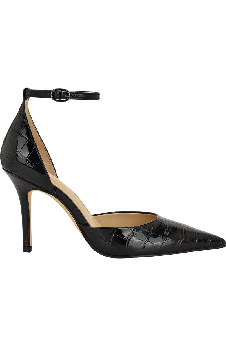Calvin Klein Olettia Ankle Strap Pointed Toe Pump, Alternate, color, Black Leather