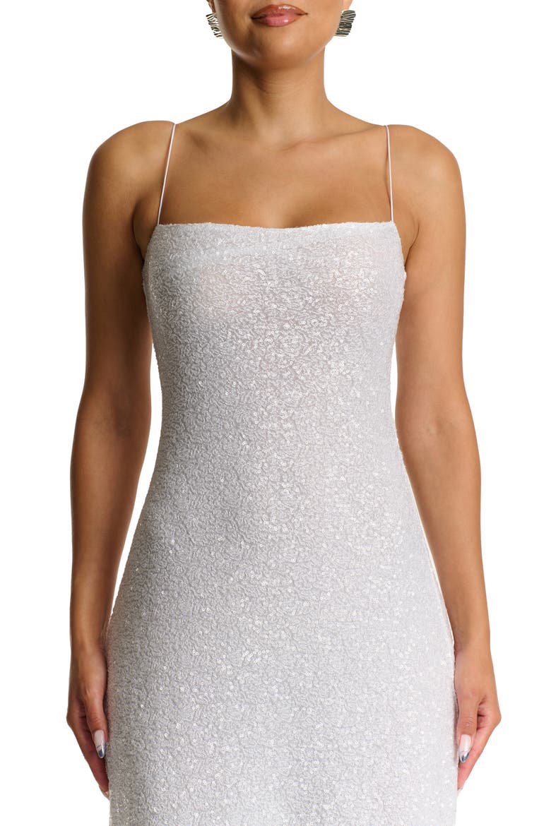 Sequin Embroidery Dress, Alternate, color, WHITE